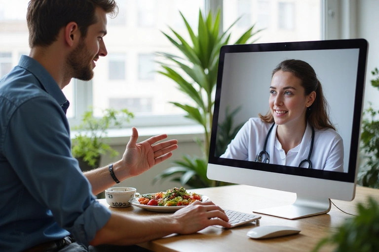 Dietetyk podczas konsultacji online z pacjentem