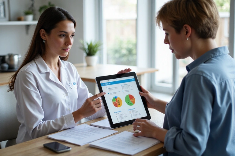 Dietetyk rozmawiający z klientem o planie żywieniowym