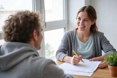 Dietetyk rozmawiający z pacjentem o diecie w chorobach przewlekłych