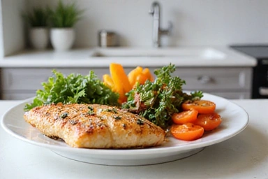 Zdrowy, kolorowy posiłek na talerzu, symbolizujący plan żywieniowy